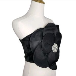 AUTHENTIC Woman's 3D Flower Corset Top Blouse Rhinestone Club Party Wear Size S